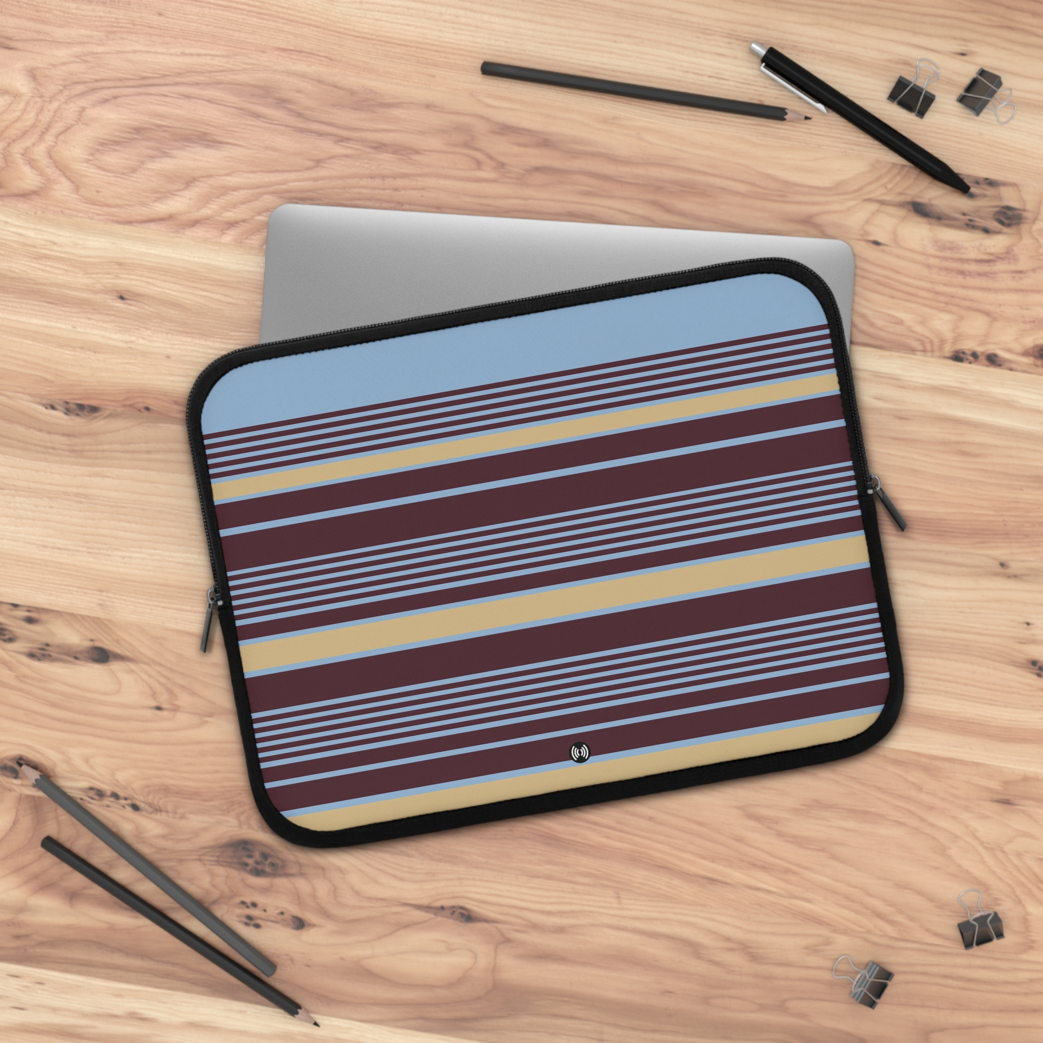 Striped Laptop Sleeve — Retro Blue & Maroon Protective Case - Image 6
