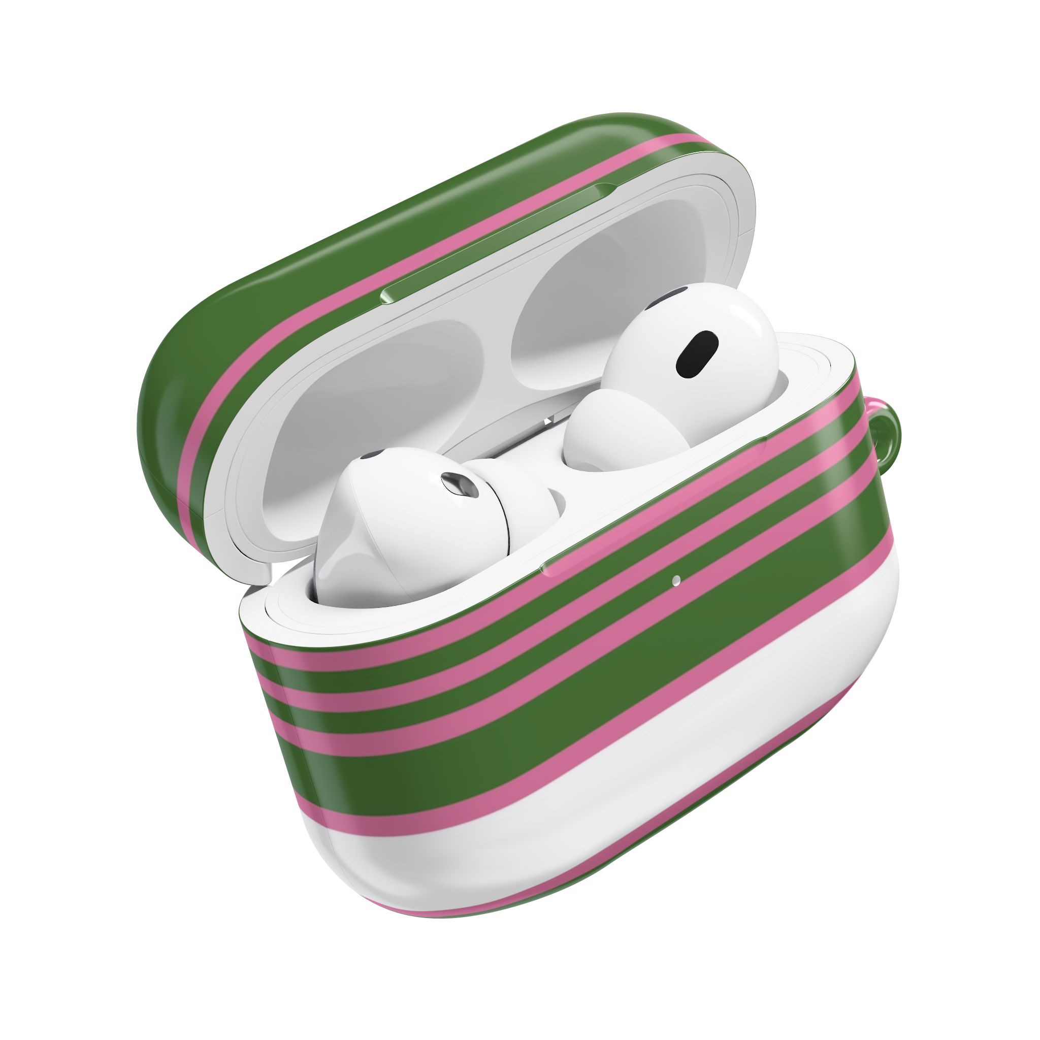 Striped Green & Pink AirPod Case — Cute Retro Stripe Protective Cover - Image 4