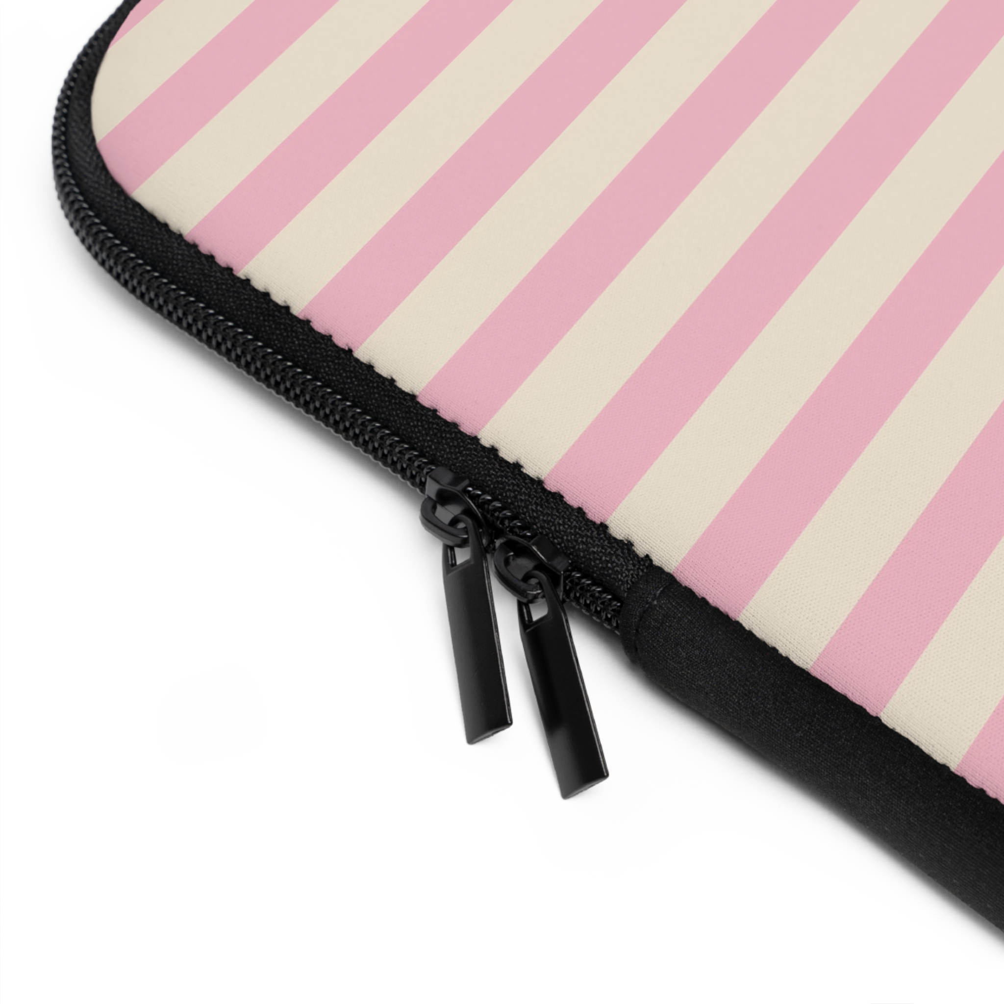 Pink Stripe Laptop Sleeve — Pastel Pink & Cream Protective Case - Image 9