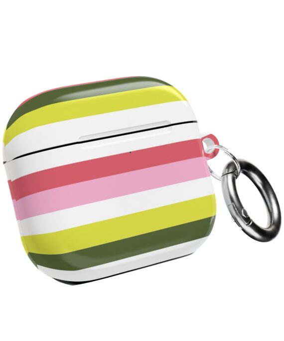 Striped AirPod Case ā Colorful Pink, Yellow & Olive Protective Cover