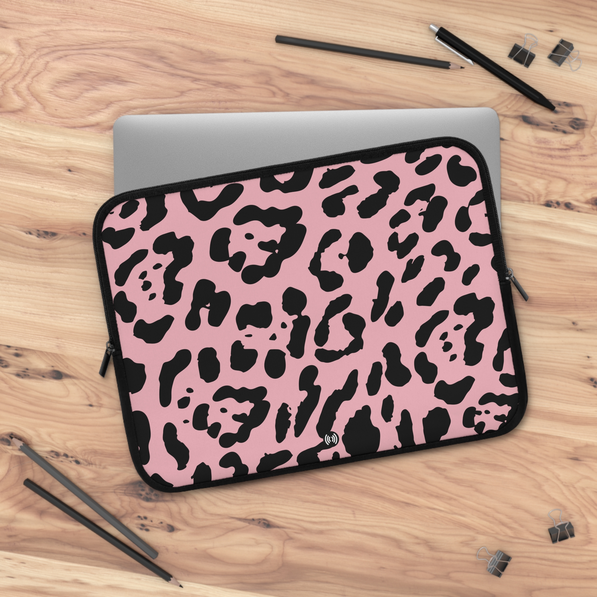 Pink Leopard Print Laptop Sleeve — Cute Protective Neoprene Case - Image 10