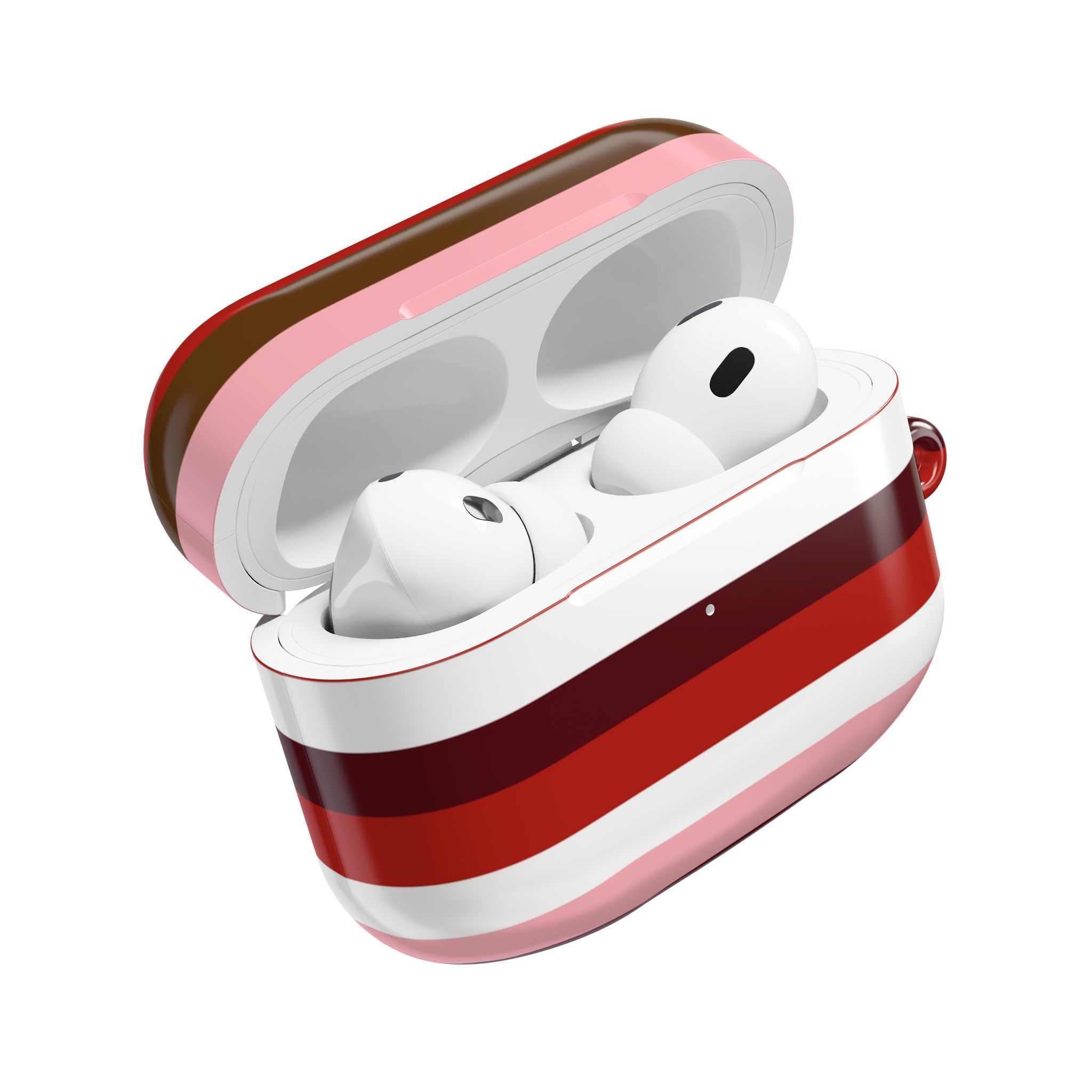 Striped Pink & Red AirPod Case — Retro Candy Stripe Protective Case - Image 2