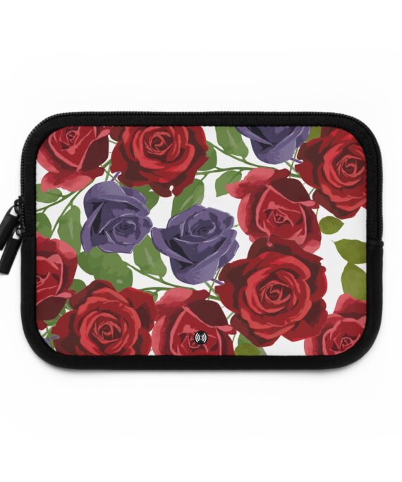 Rose Pattern Laptop Sleeve — Red & Purple Floral Protective Case