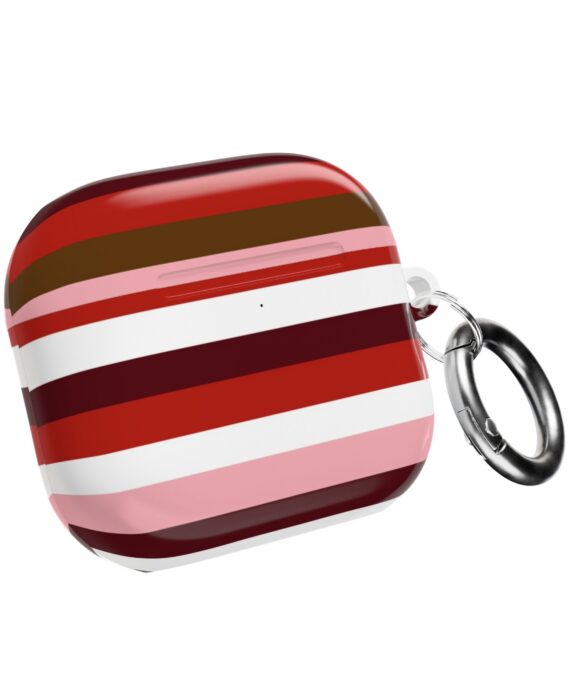 Striped Pink & Red AirPod Case — Retro Candy Stripe Protective Case