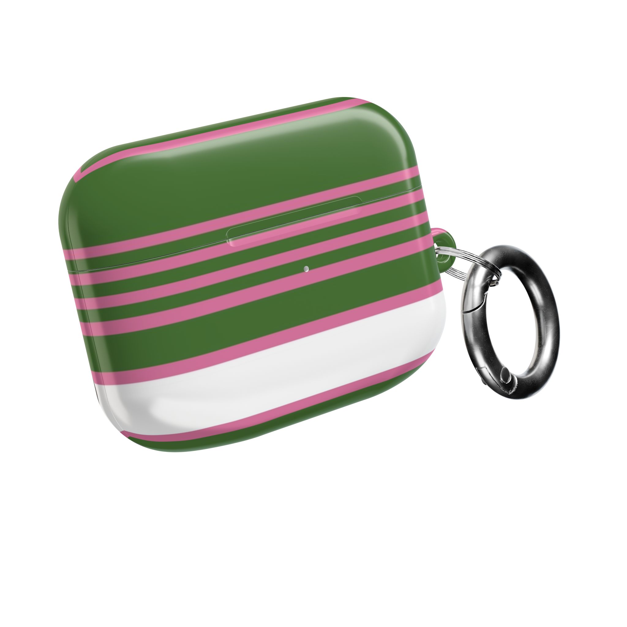 Striped Green & Pink AirPod Case — Cute Retro Stripe Protective Cover - Image 2