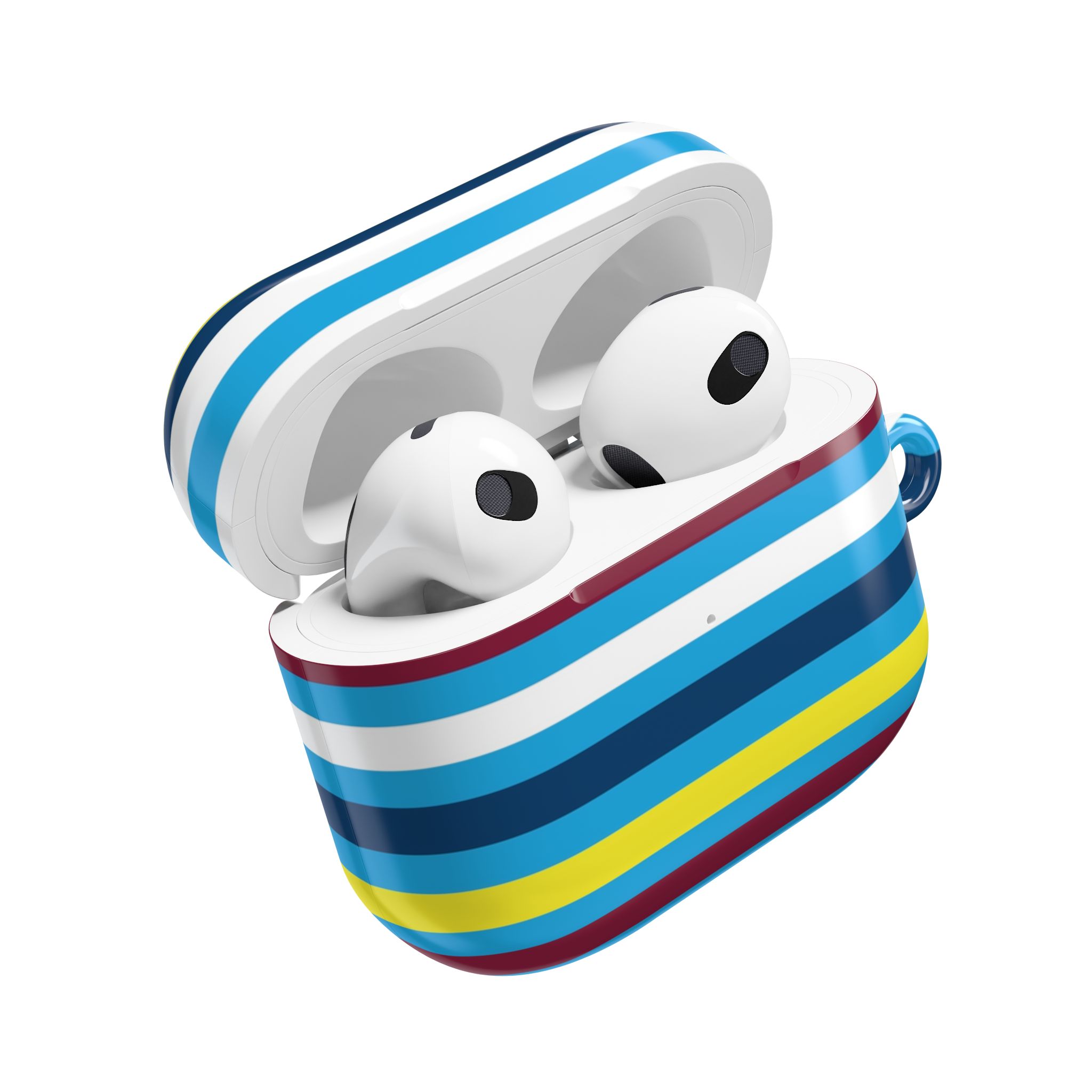 Striped Bluetooth AirPod Case — Coastal Blue Multicolor Protective Cover