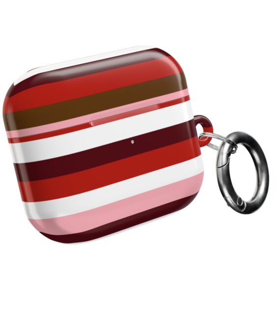Striped Sunset AirPod Case — Retro Red & Orange Protective Cover