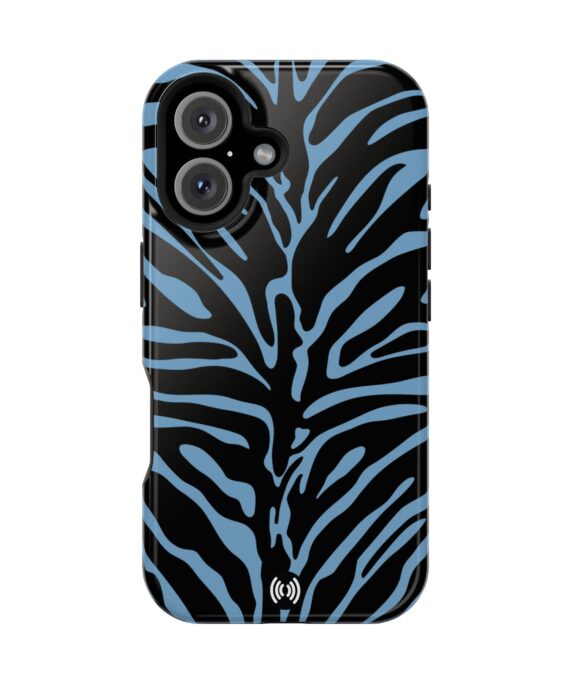 Magnetic Impact-Resistant Phone Case — Blue Zebra Pattern