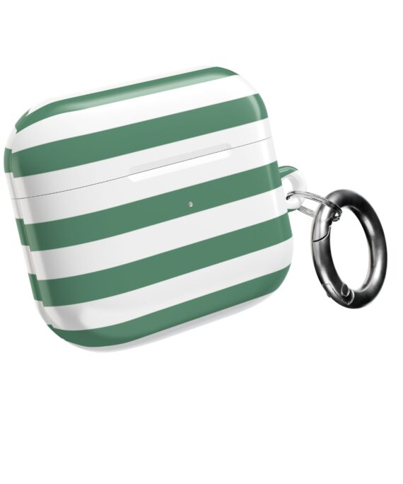 Green & White Stripe AirPod Case — Slim Protective Cover