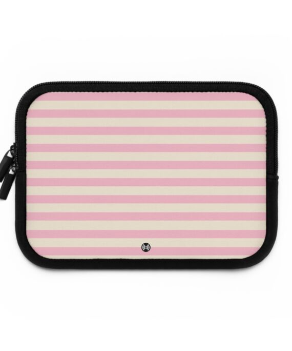 Pink Stripe Laptop Sleeve — Pastel Pink & Cream Protective Case