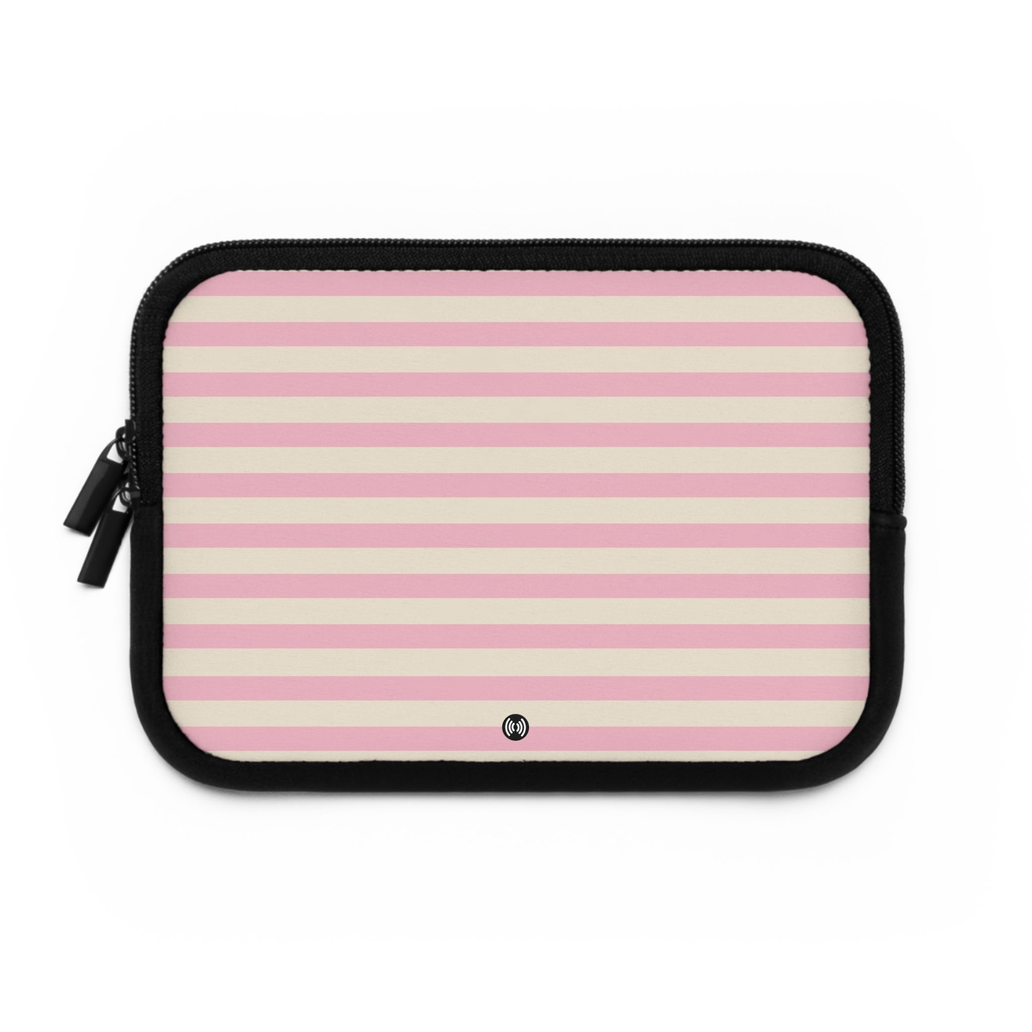 Pink Stripe Laptop Sleeve — Pastel Pink & Cream Protective Case