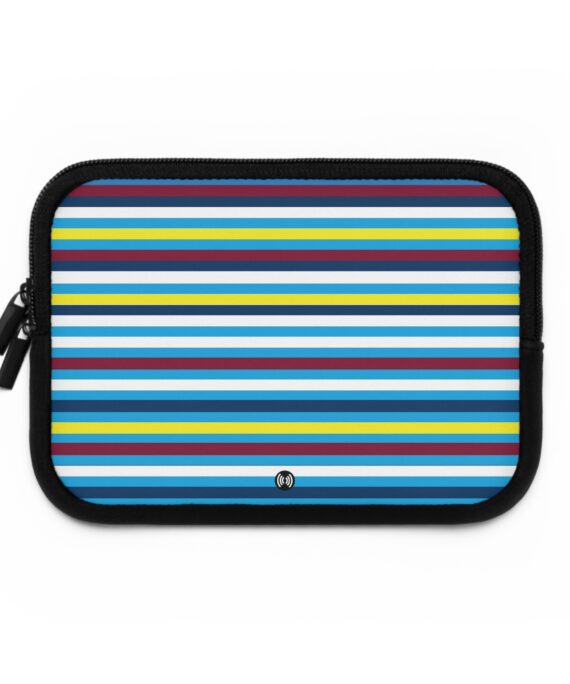 Colorful Striped Laptop Sleeve — Blue, Teal & Yellow Protective Case