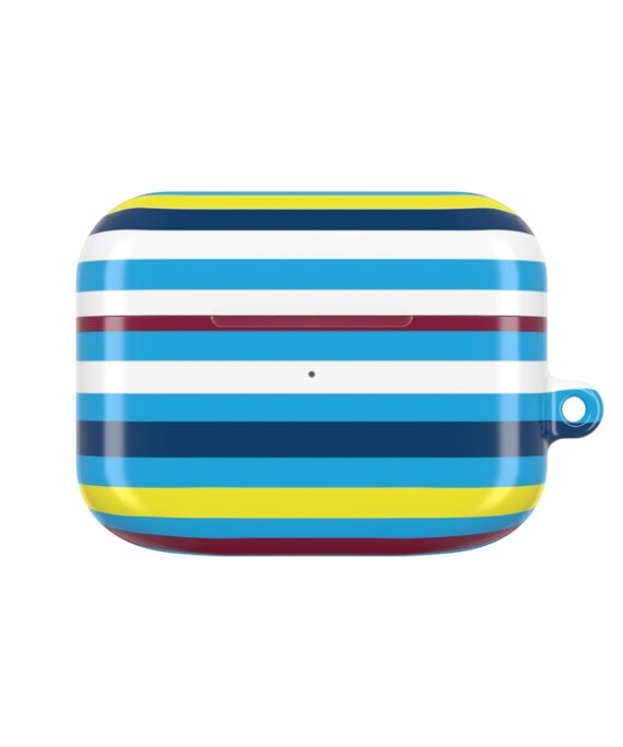 Striped Bluetooth AirPod Case — Coastal Blue Multicolor Protective Cover