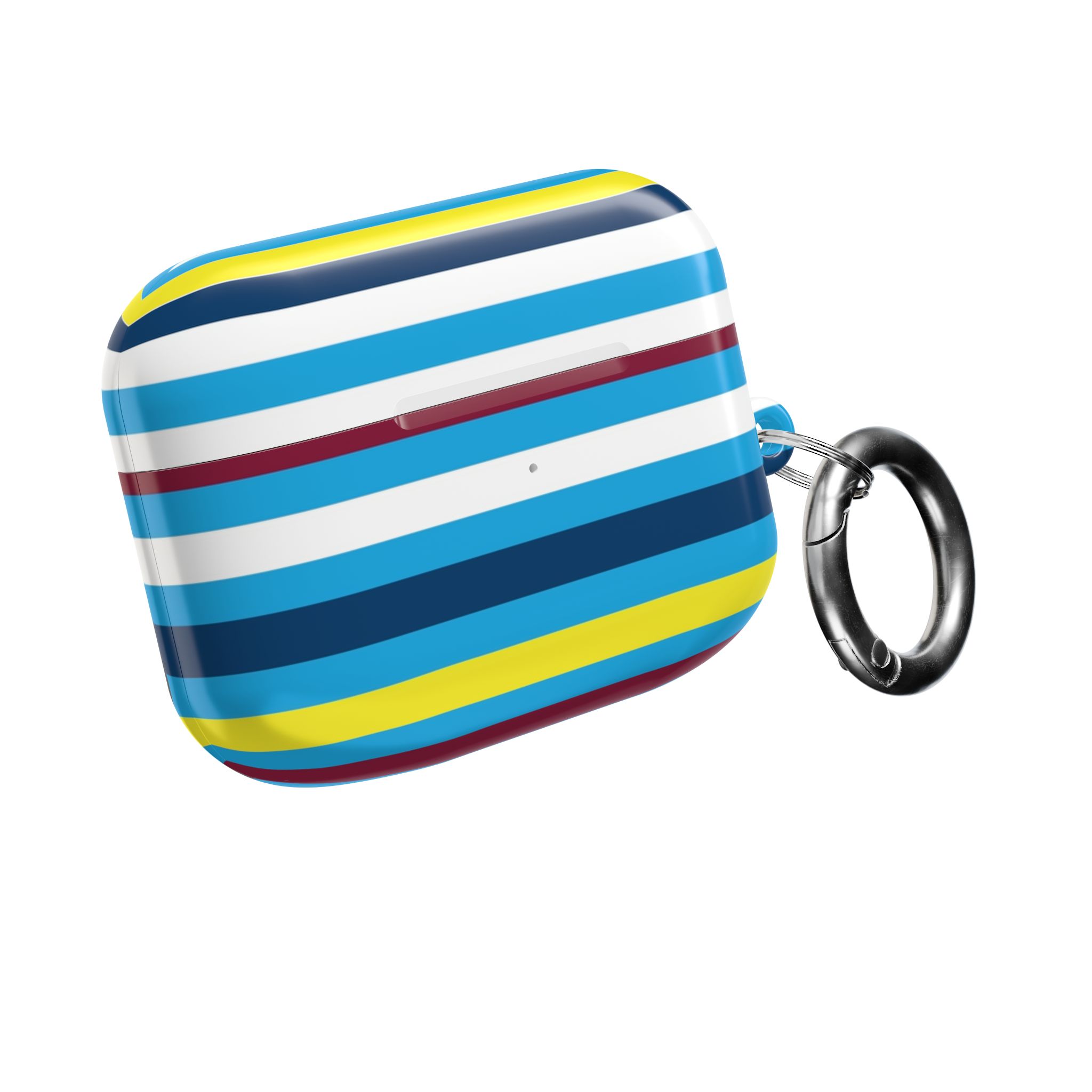 Striped Bluetooth AirPod Case — Coastal Blue Multicolor Protective Cover - Image 2