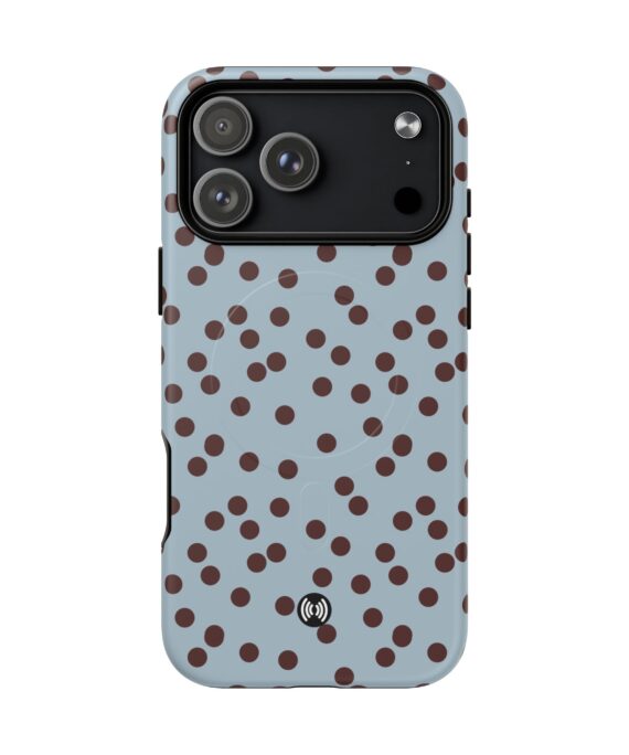 Blue and brown polka dot magnetic phone case