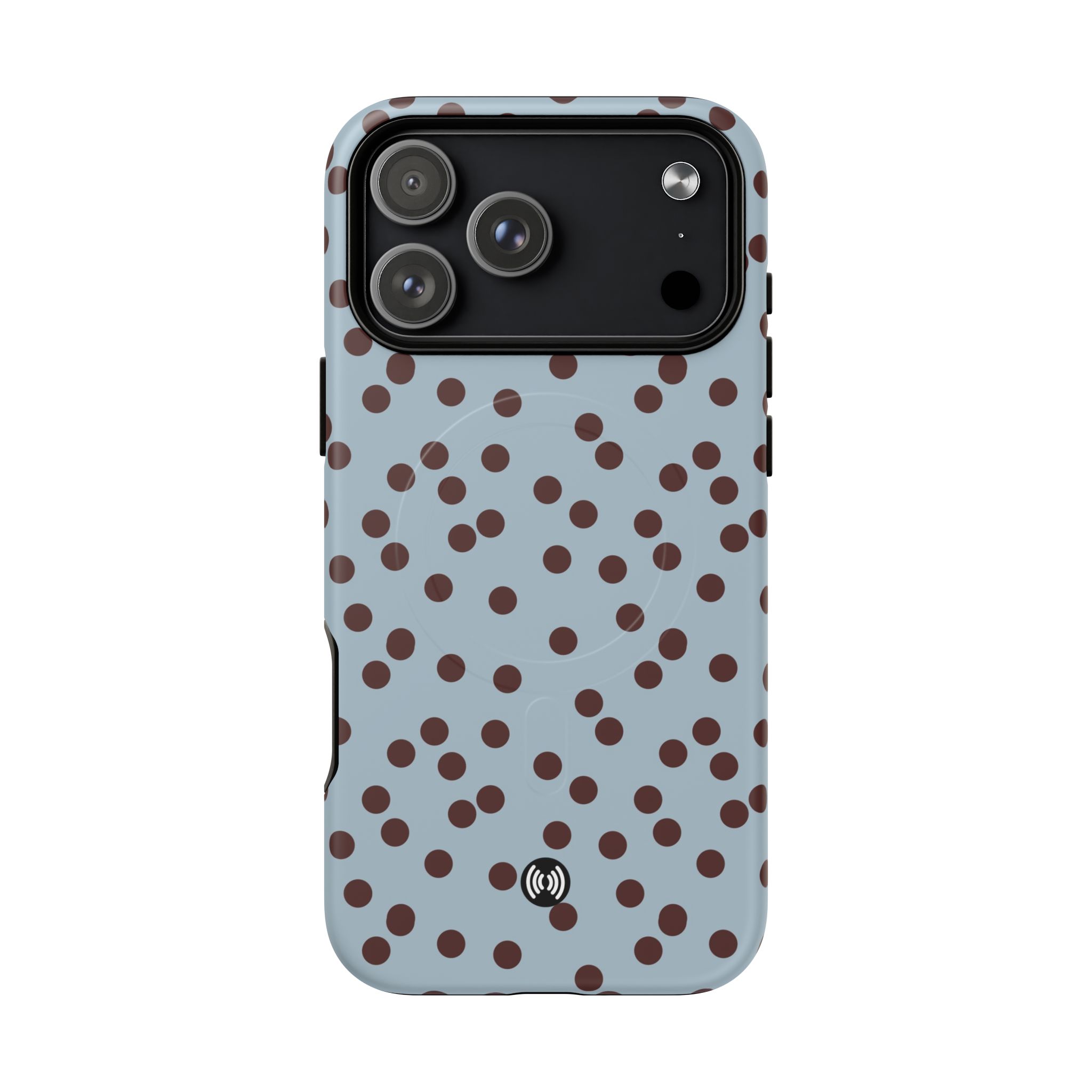 Polka Dot Magnetic Phone Case — Blue with Brown Spots (Tough Magnetic Case) - Image 25