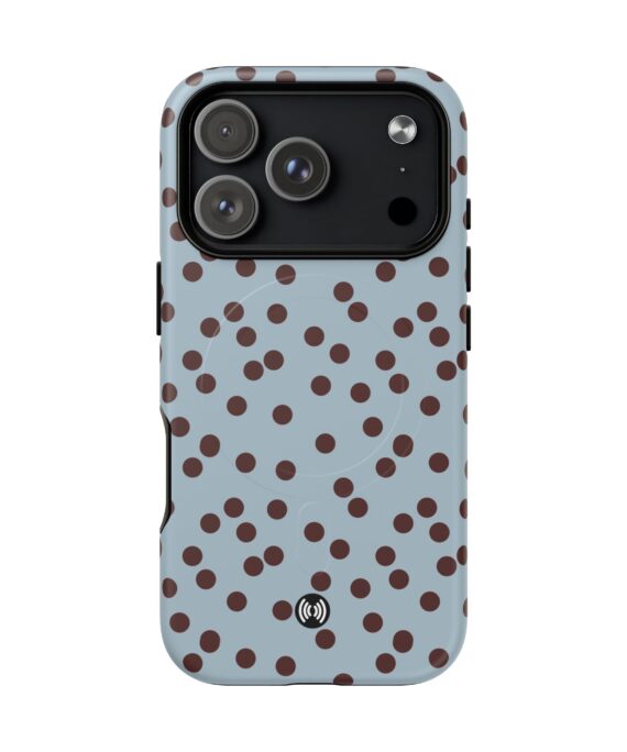 Polka Dot Magnetic Phone Case — Blue with Brown Spots (Tough Magnetic Case)