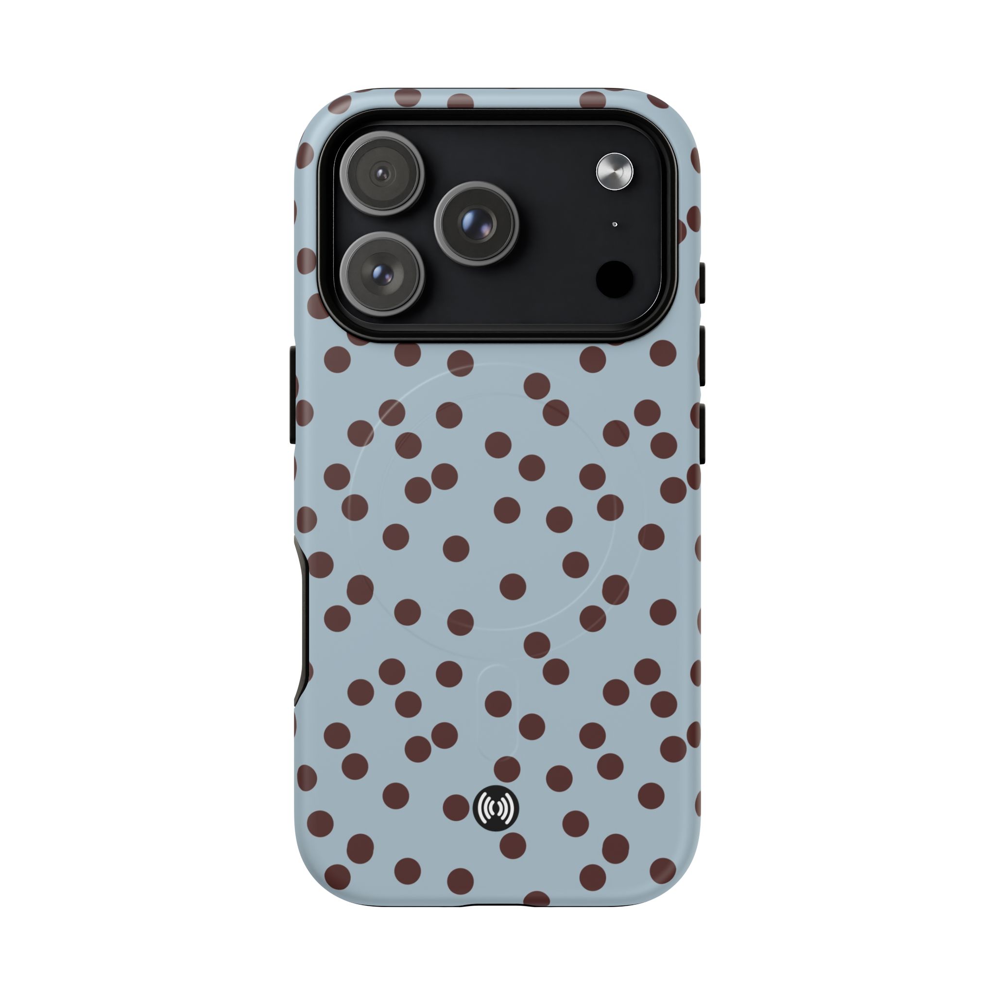 Polka Dot Magnetic Phone Case — Blue with Brown Spots (Tough Magnetic Case)
