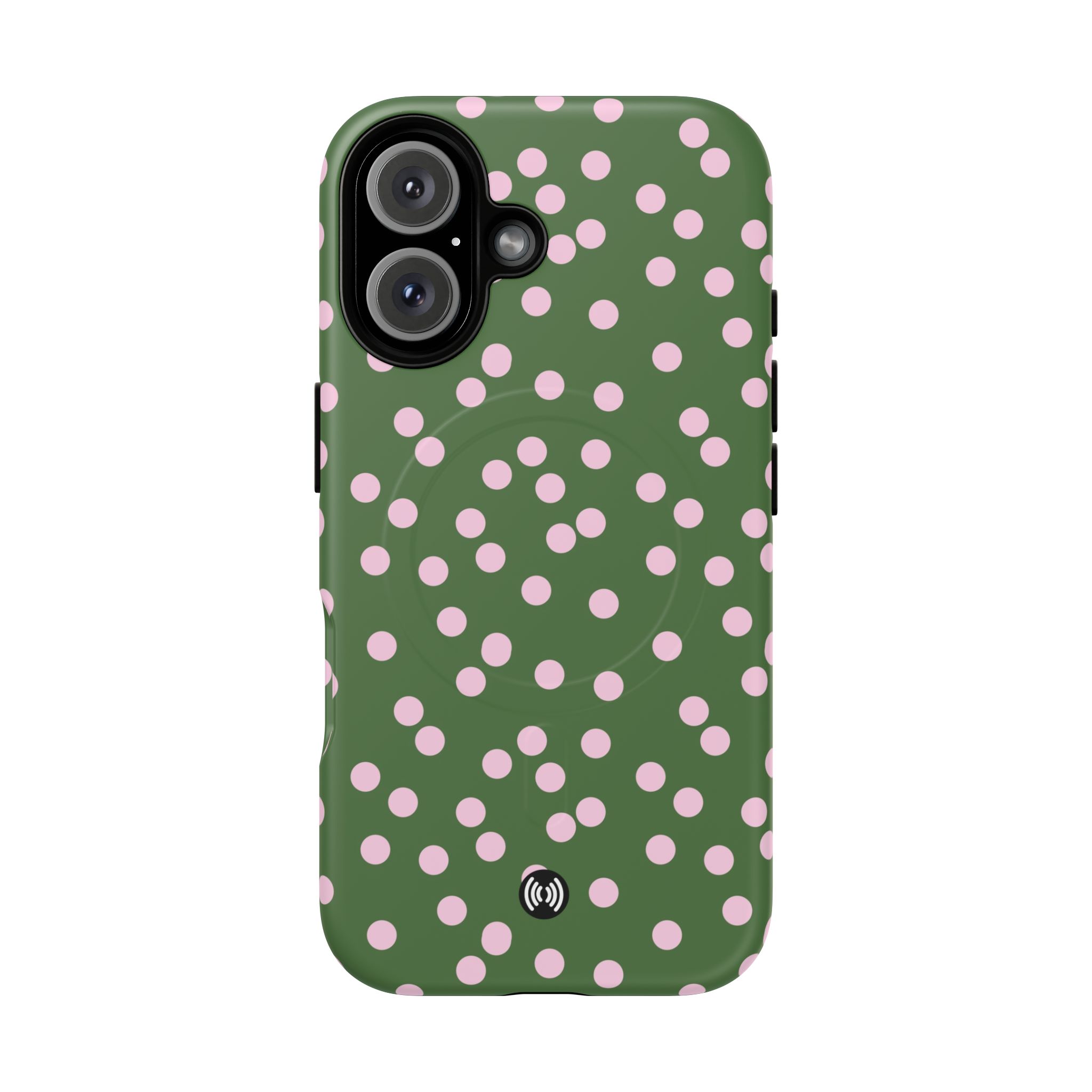 Green Polka Dot Tough Magnetic Phone Case — Slim Protective MagSafe-Compatible Cover - Image 14