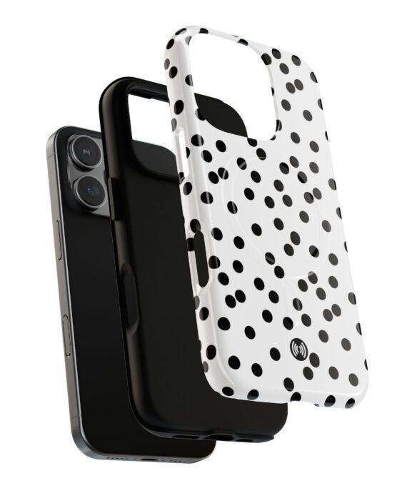 Black and white polka dot MagSafe phone case by CellFinds