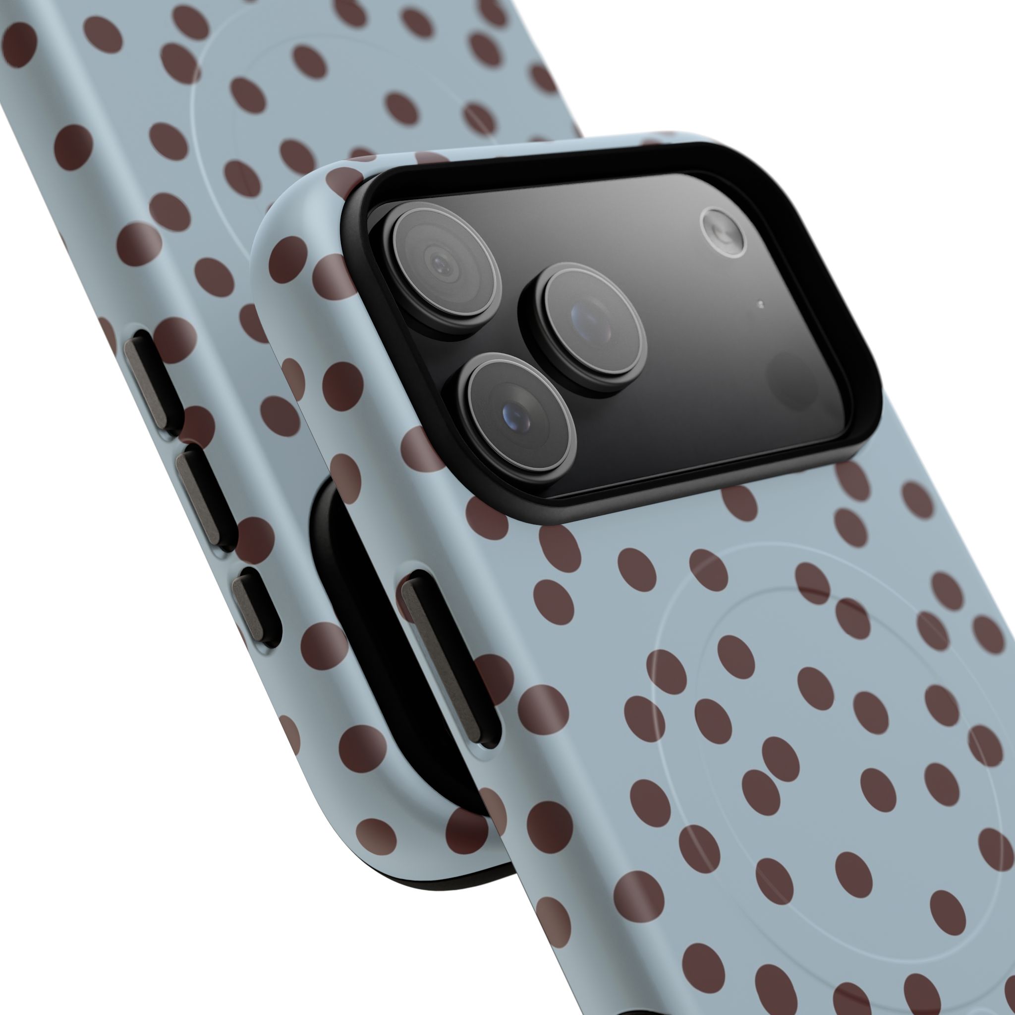 Polka Dot Magnetic Phone Case — Blue with Brown Spots (Tough Magnetic Case) - Image 26