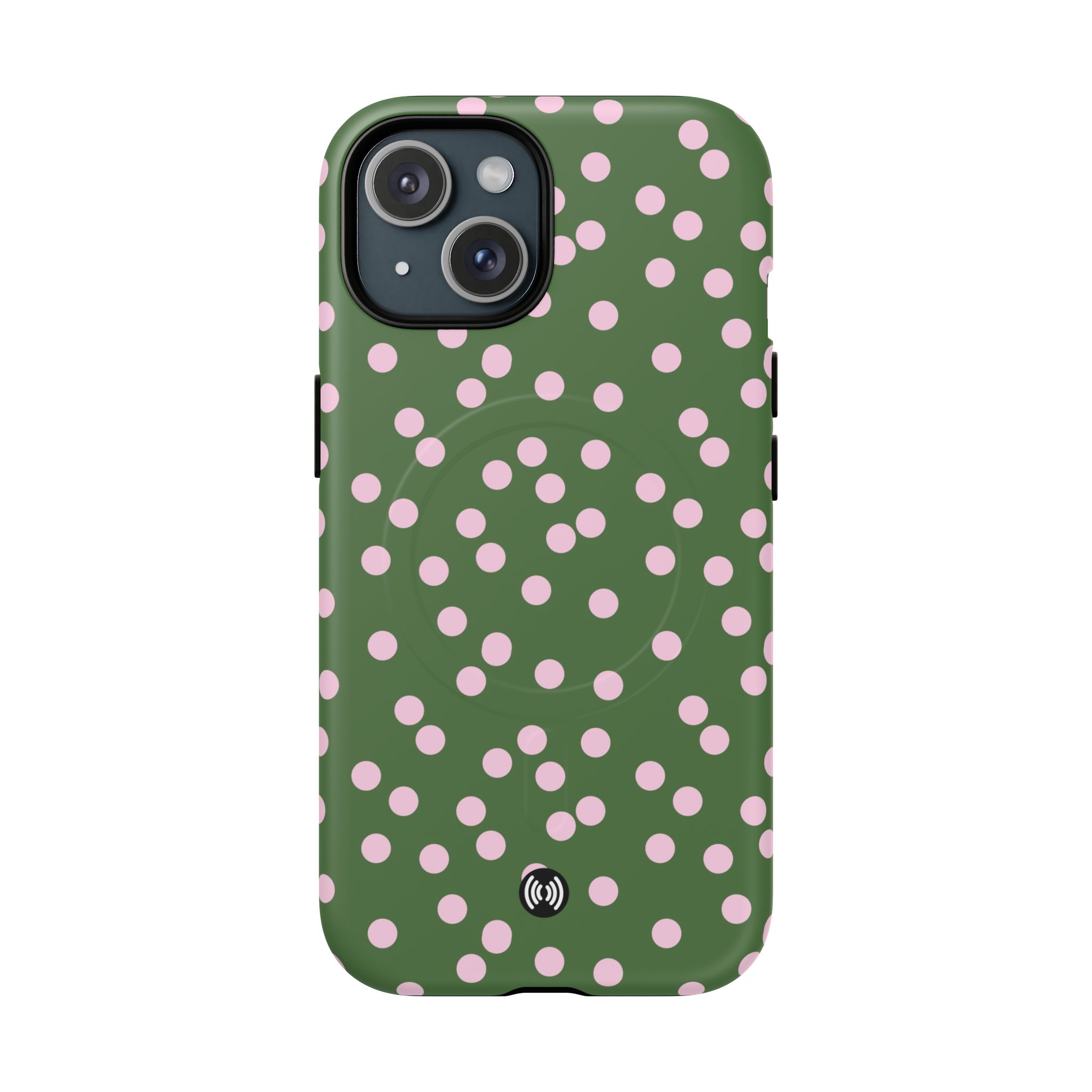 Green Polka Dot Tough Magnetic Phone Case — Slim Protective MagSafe-Compatible Cover