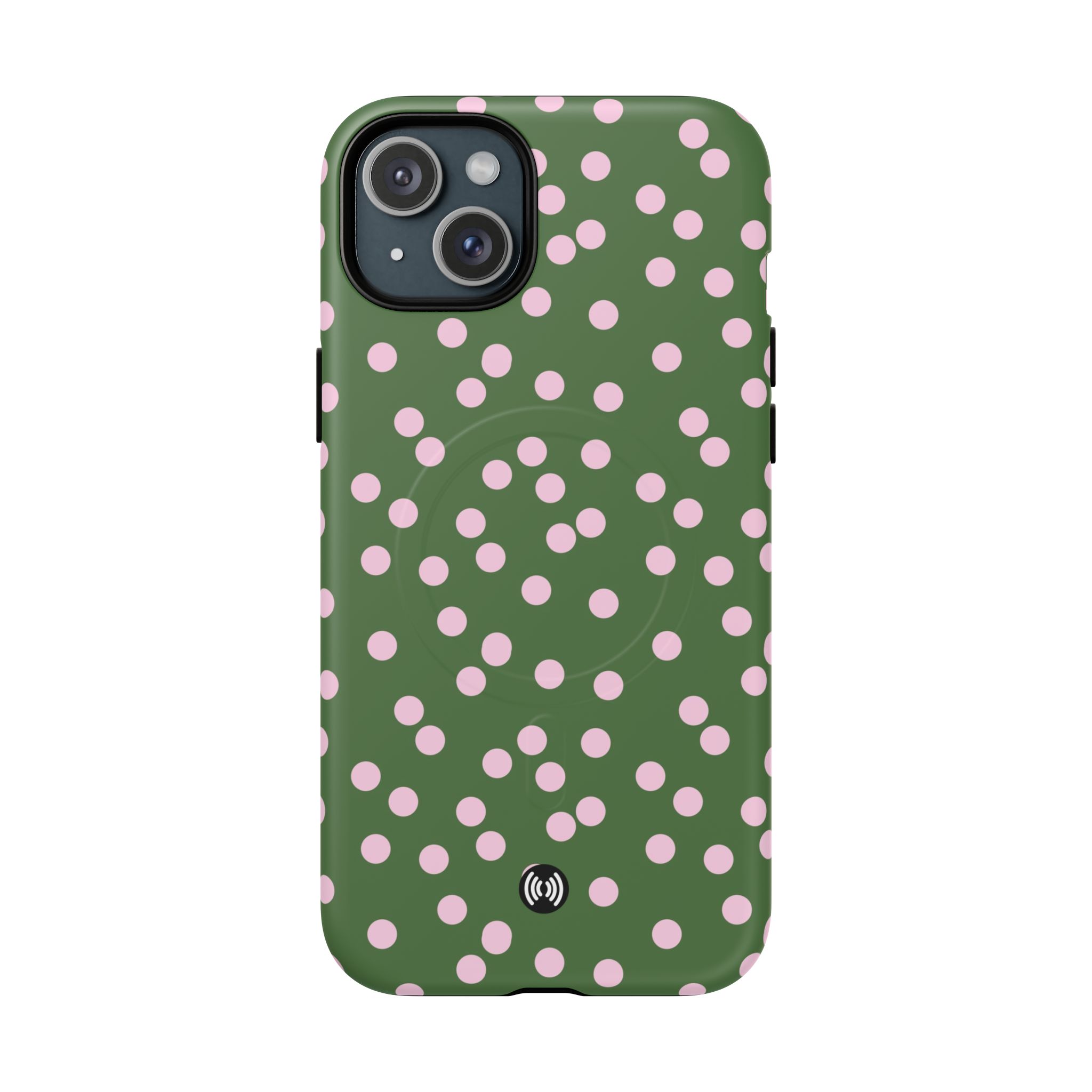Green Polka Dot Tough Magnetic Phone Case — Slim Protective MagSafe-Compatible Cover - Image 5