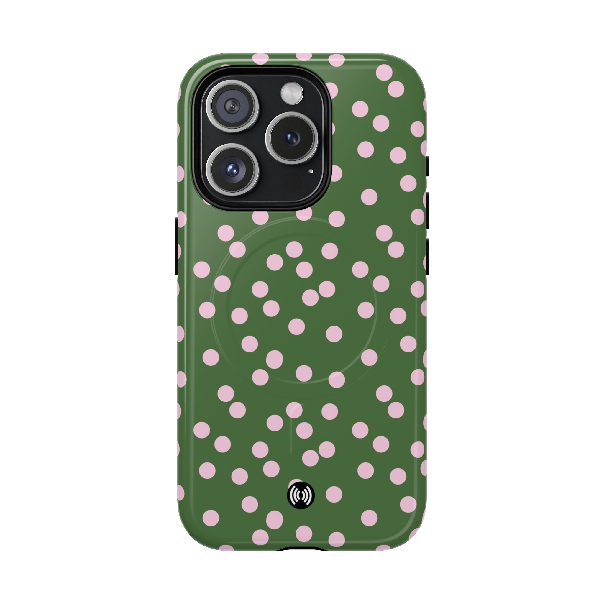 Green Polka Dot Tough Magnetic Phone Case — Slim Protective MagSafe-Compatible Cover - Image 2
