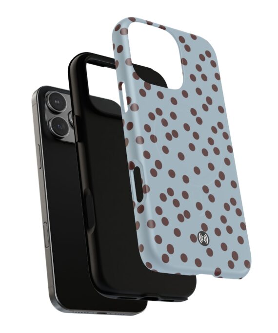 Blue and brown polka dot magnetic phone case