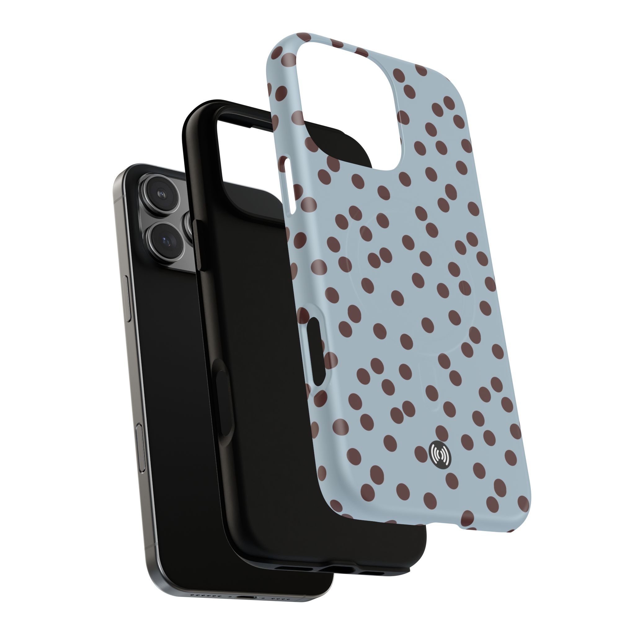 Polka Dot Magnetic Phone Case — Blue with Brown Spots (Tough Magnetic Case) - Image 14