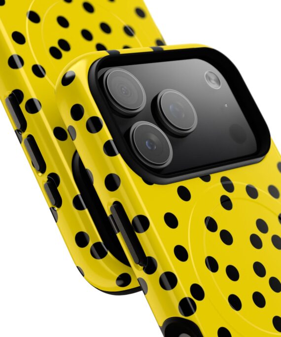 Yellow and black polka dot cute phone case for iPhone