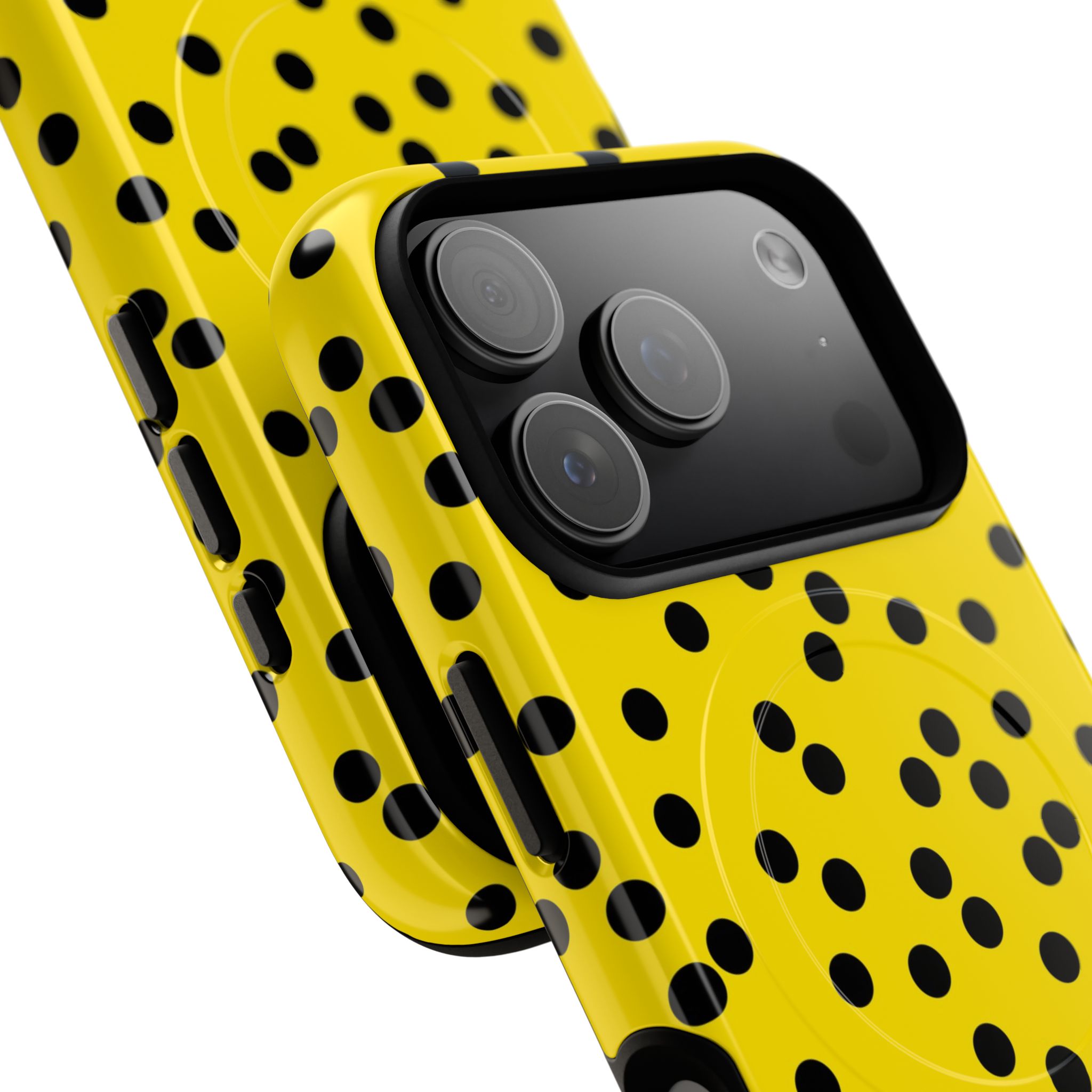 Yellow and black polka dot cute phone case for iPhone