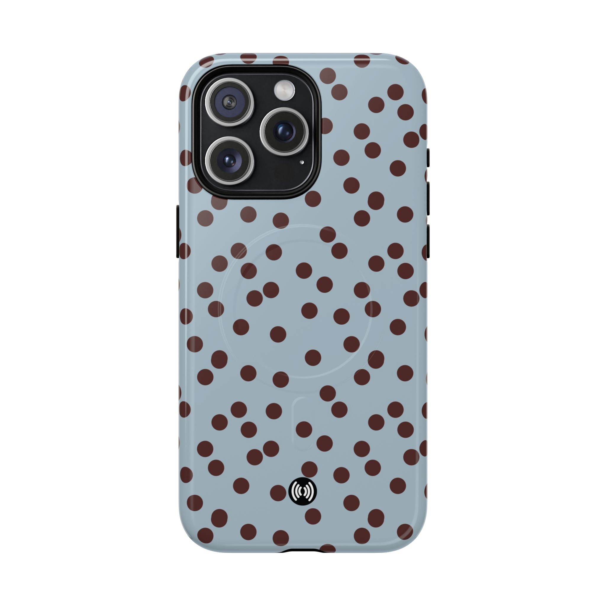 Polka Dot Magnetic Phone Case — Blue with Brown Spots (Tough Magnetic Case) - Image 8