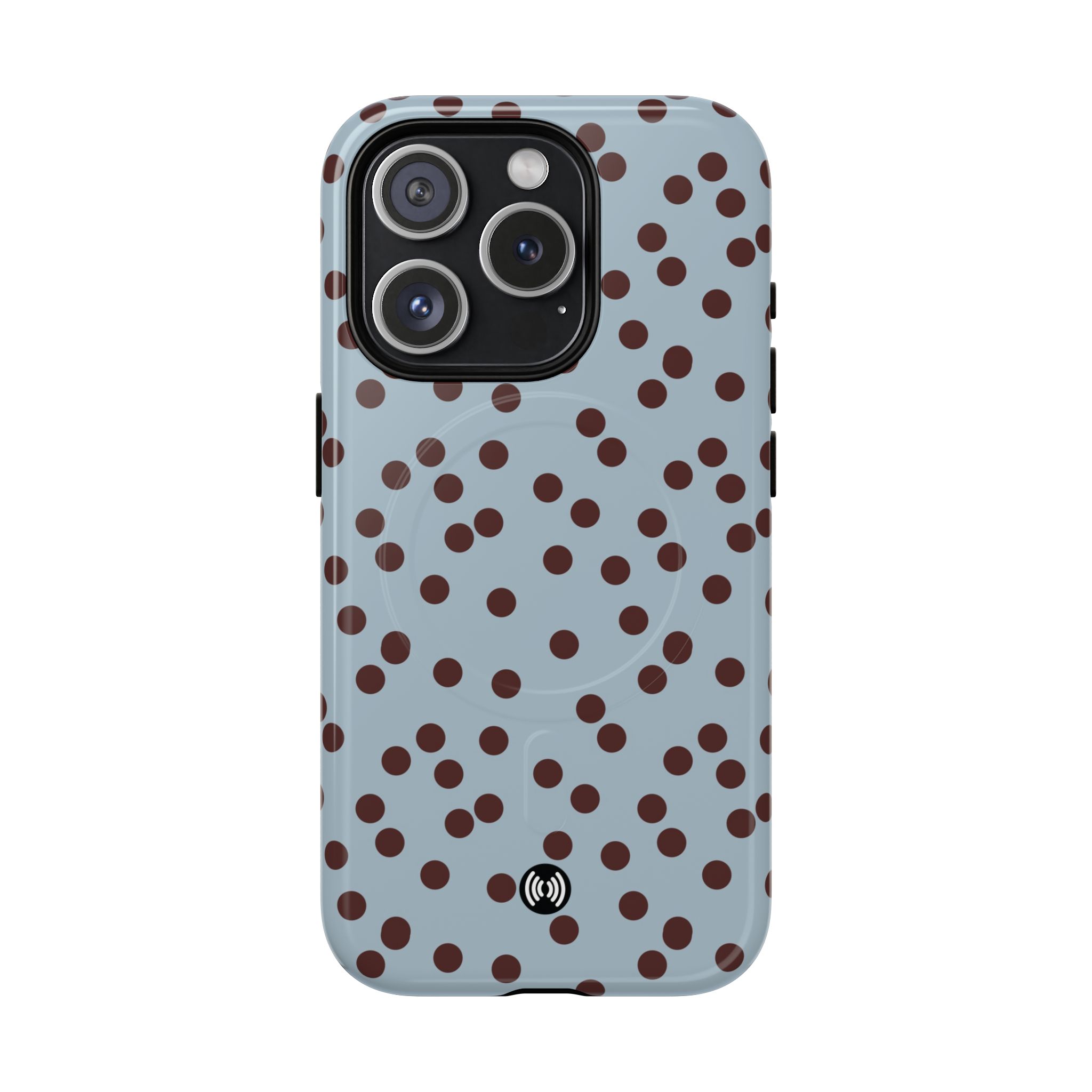Polka Dot Magnetic Phone Case — Blue with Brown Spots (Tough Magnetic Case) - Image 4
