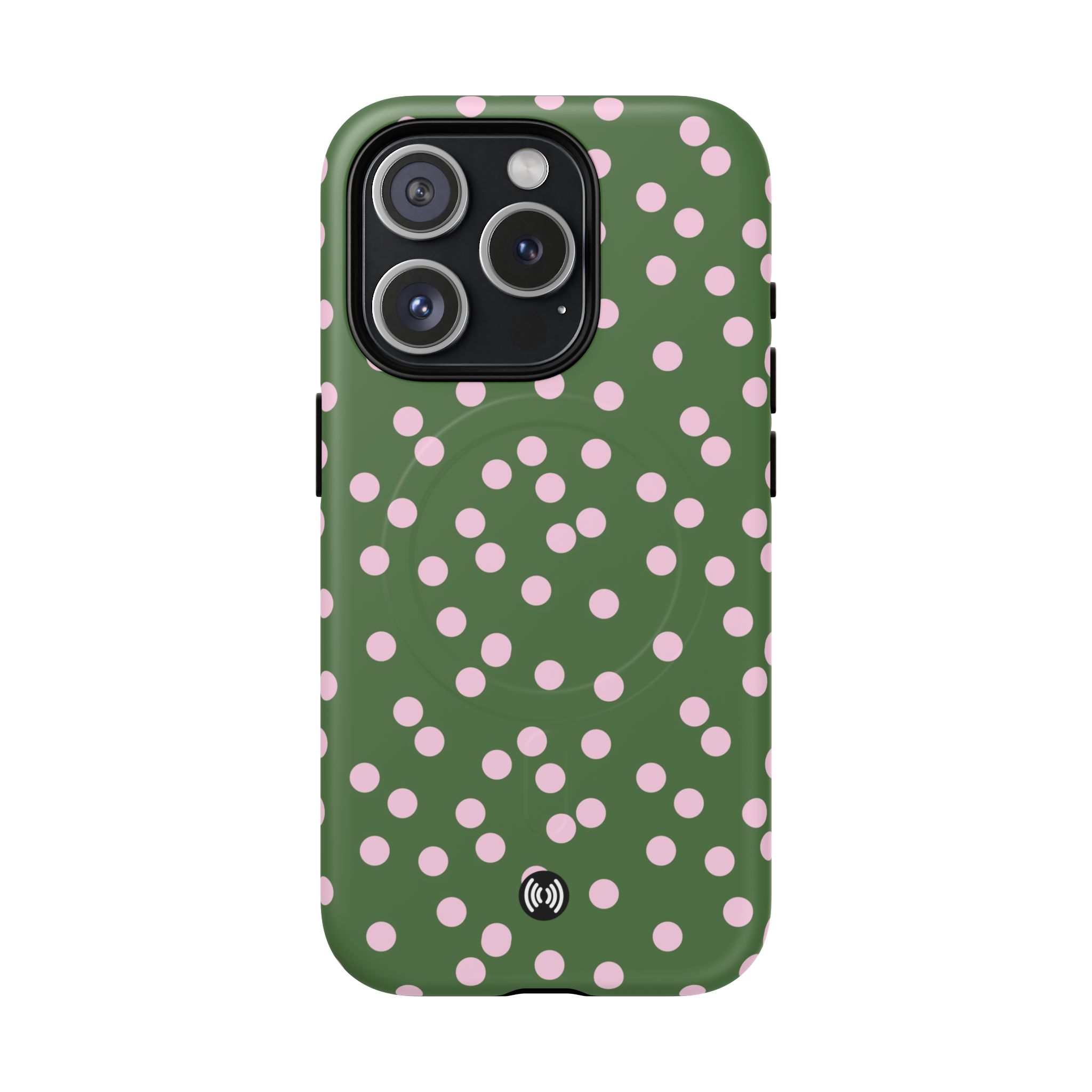 Green Polka Dot Tough Magnetic Phone Case — Slim Protective MagSafe-Compatible Cover - Image 3