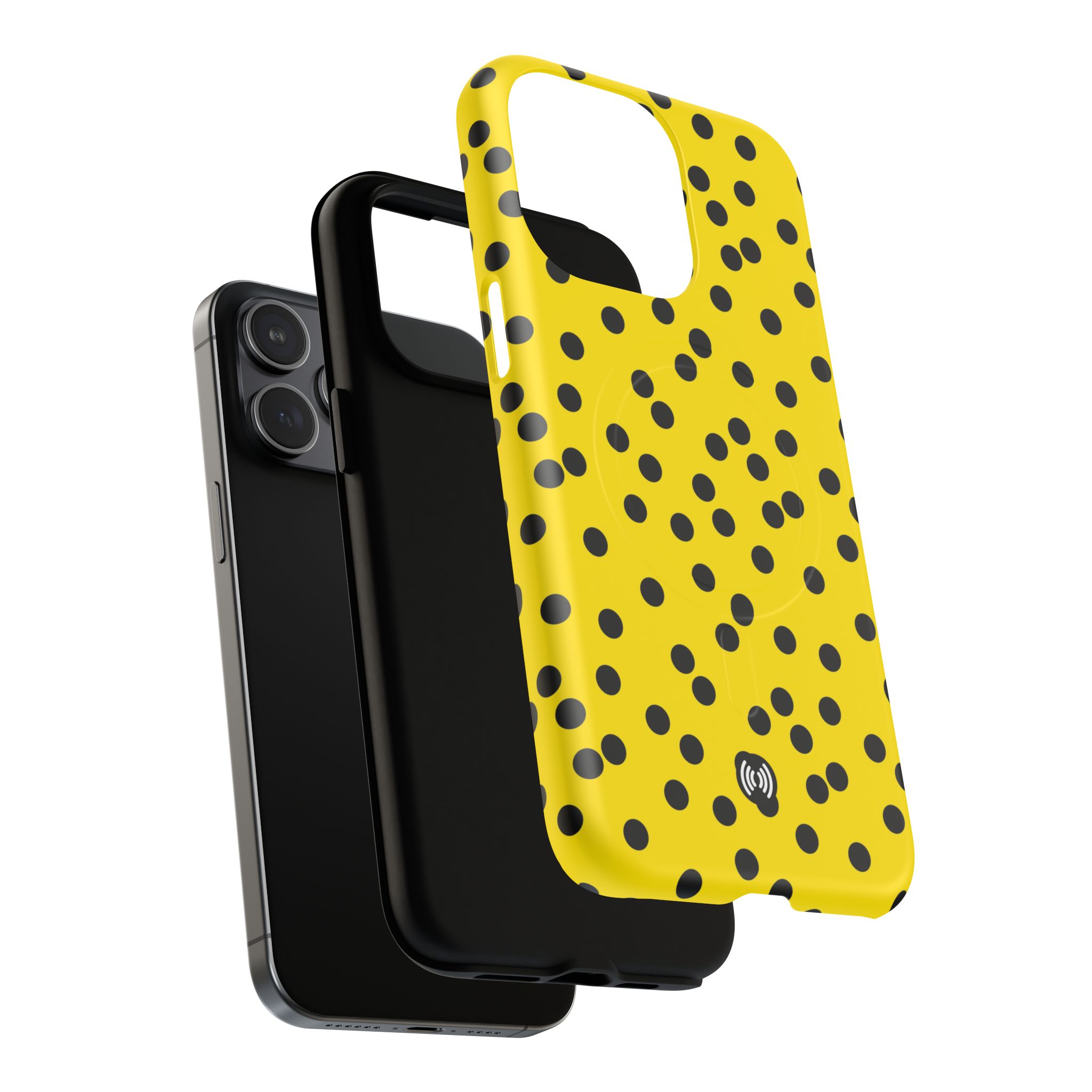 Yellow and black polka dot cute phone case for iPhone