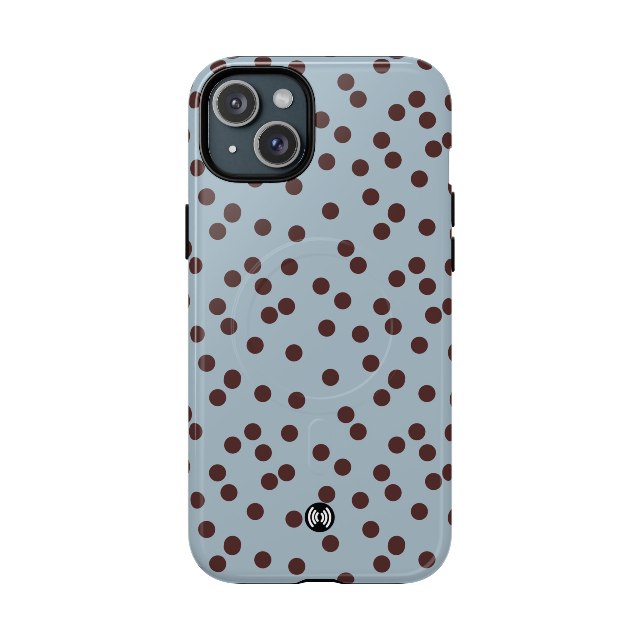 Polka Dot Magnetic Phone Case — Blue with Brown Spots (Tough Magnetic Case) - Image 6