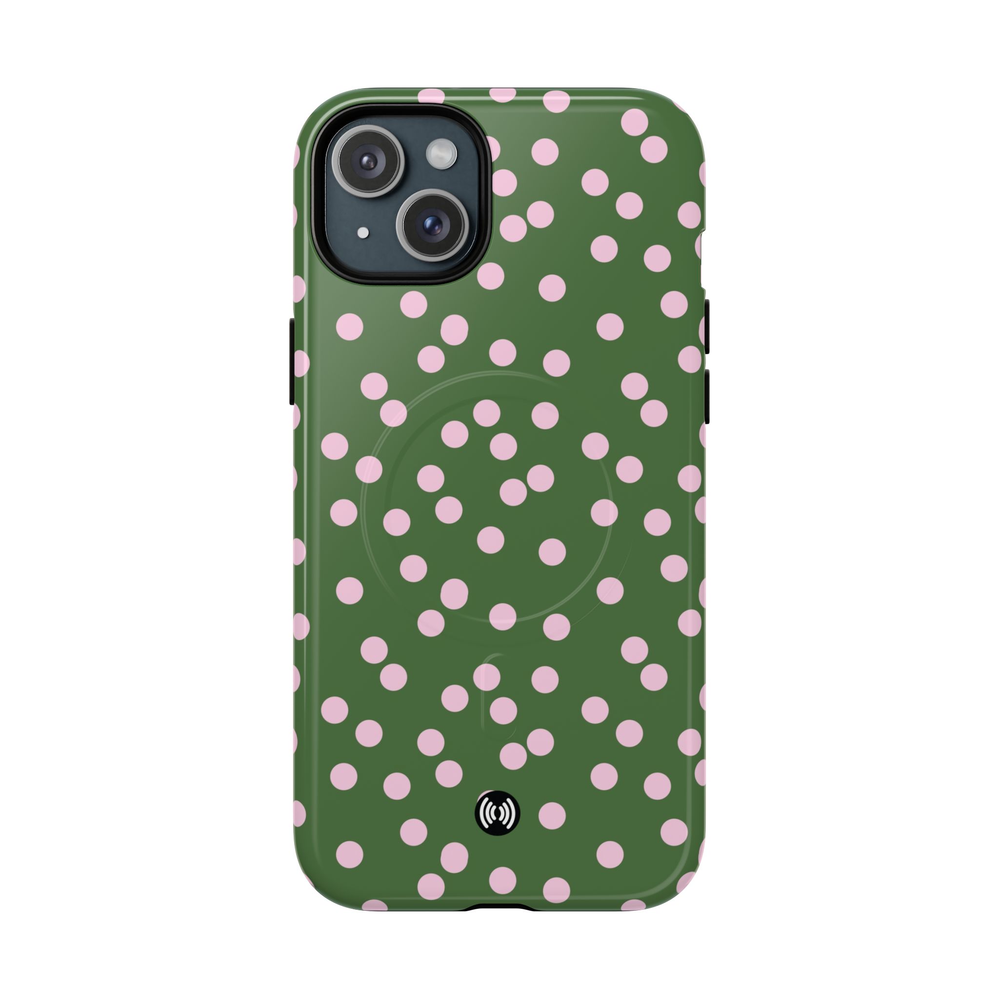 Green Polka Dot Tough Magnetic Phone Case — Slim Protective MagSafe-Compatible Cover - Image 4