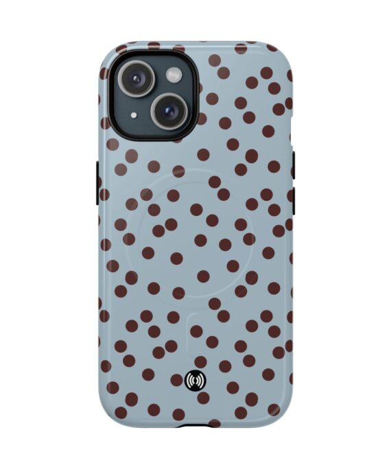 Blue and brown polka dot magnetic phone case