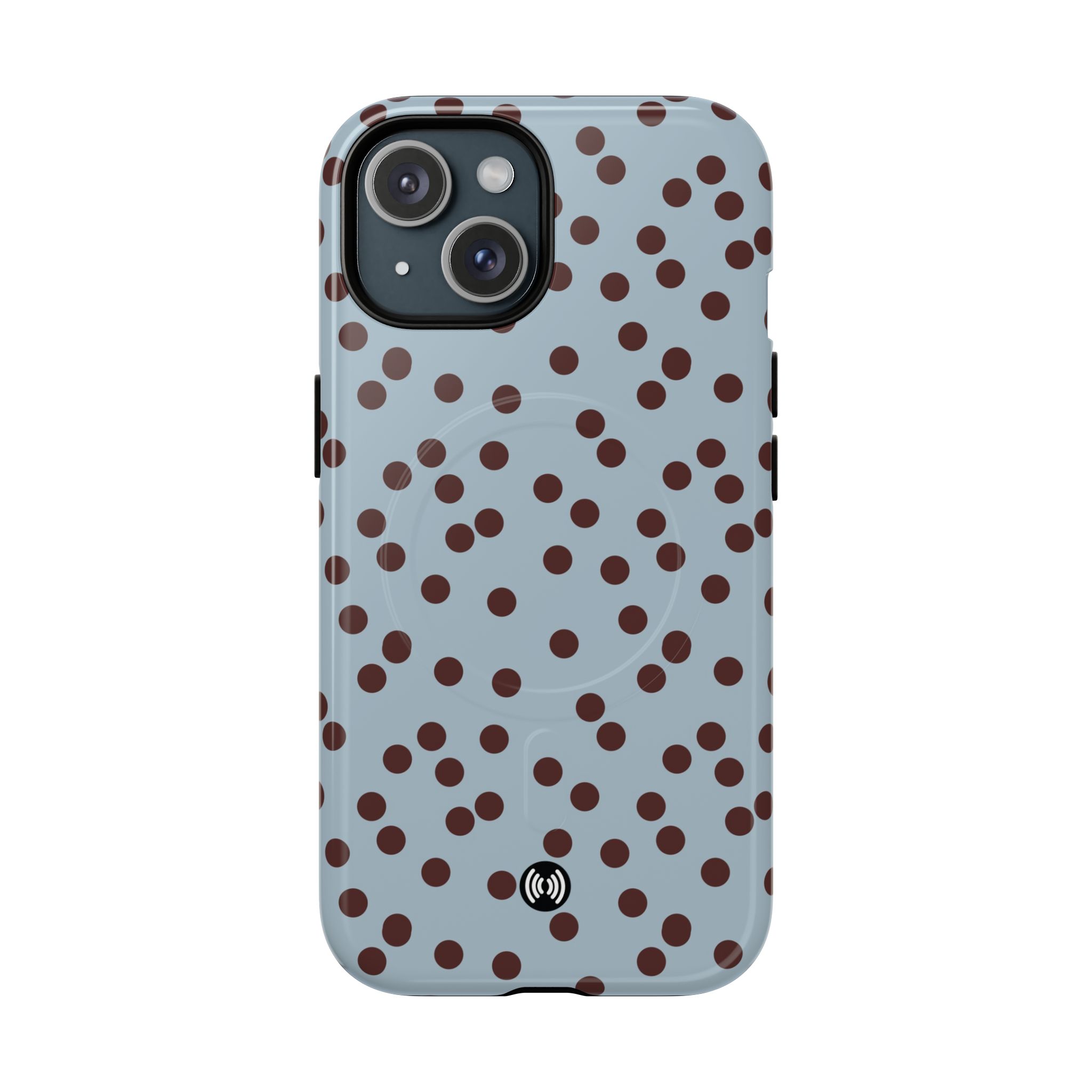 Polka Dot Magnetic Phone Case — Blue with Brown Spots (Tough Magnetic Case) - Image 2