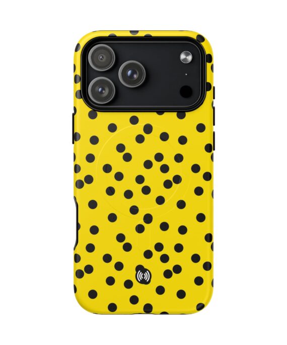 Yellow and black polka dot cute phone case for iPhone