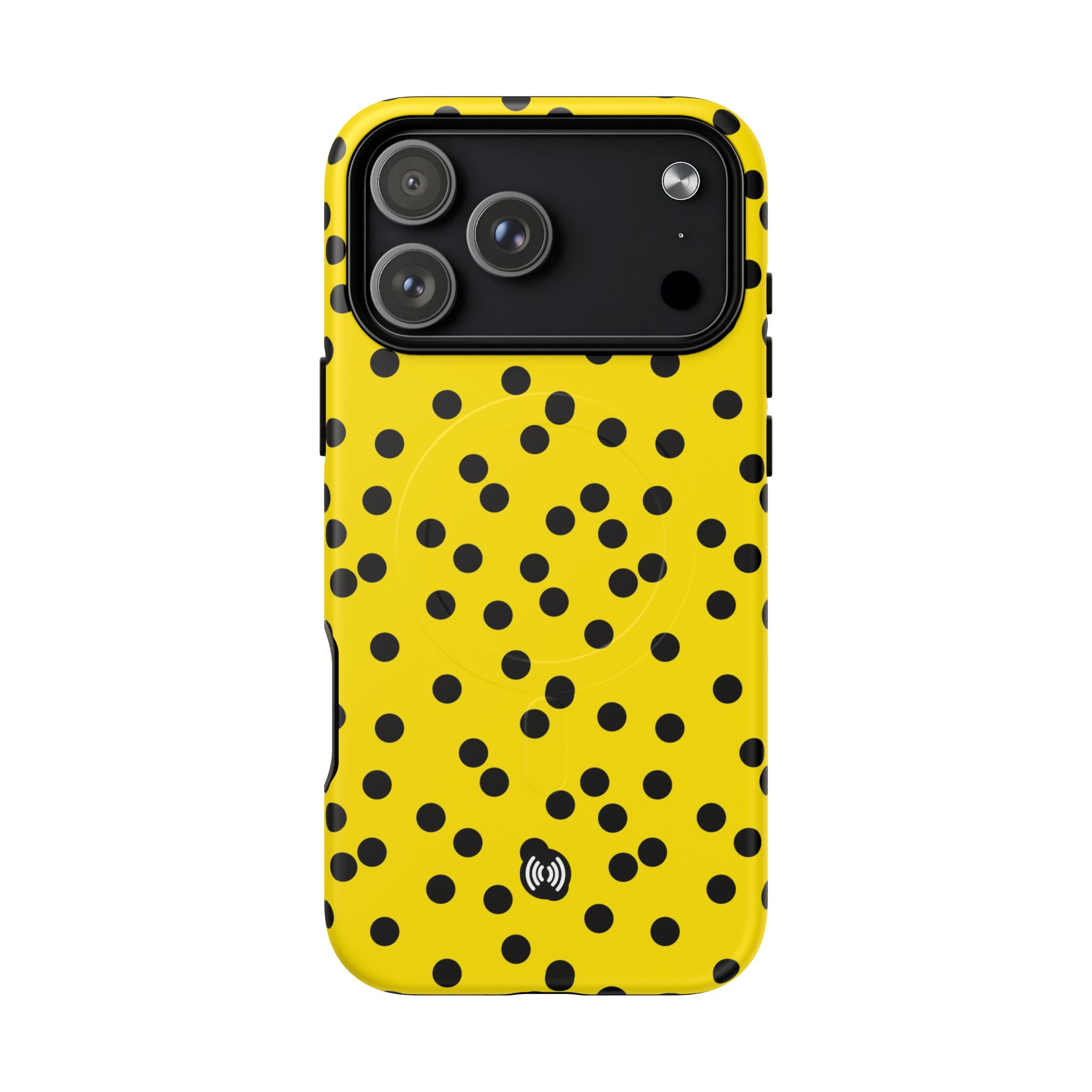 Yellow and black polka dot cute phone case for iPhone