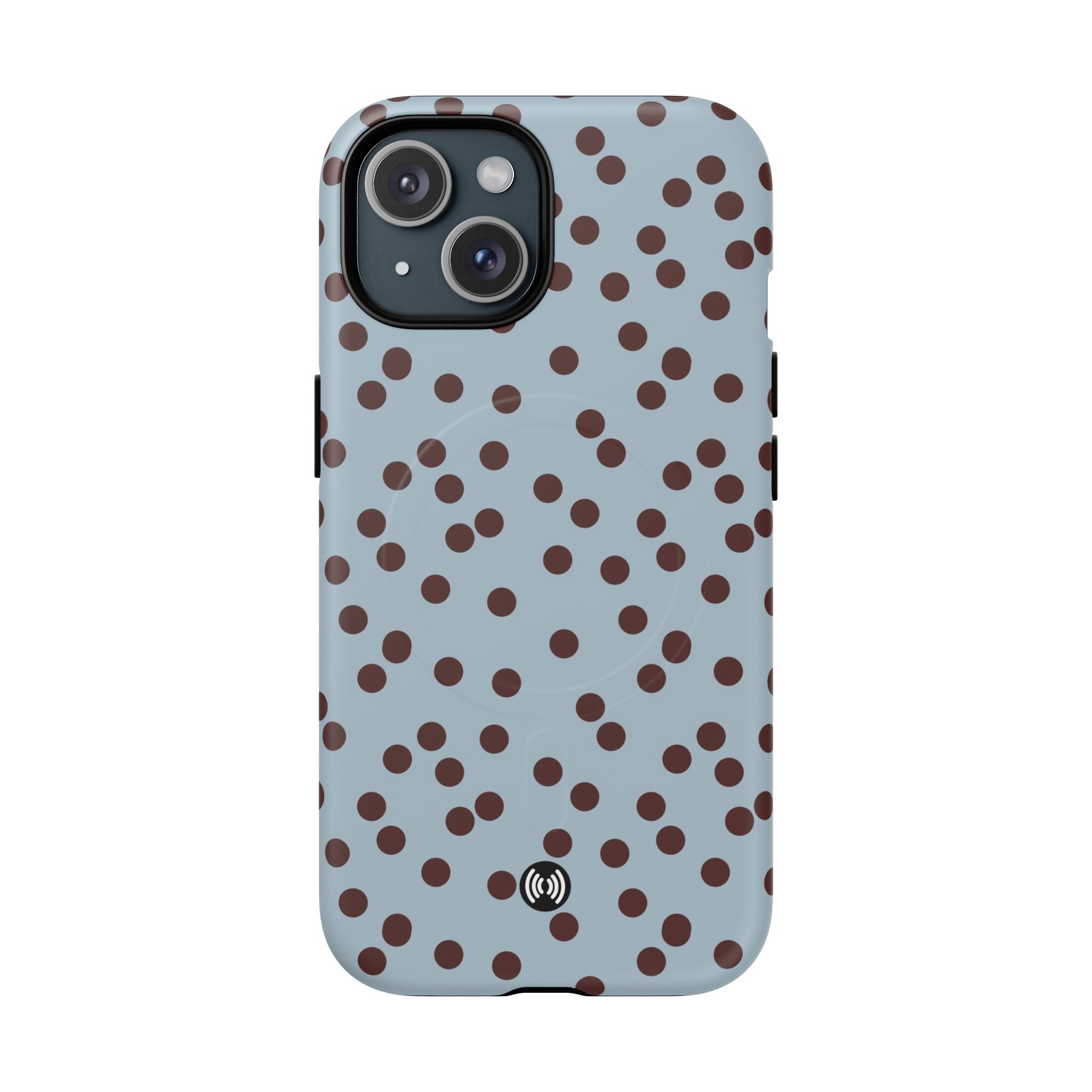 Polka Dot Magnetic Phone Case — Blue with Brown Spots (Tough Magnetic Case) - Image 3
