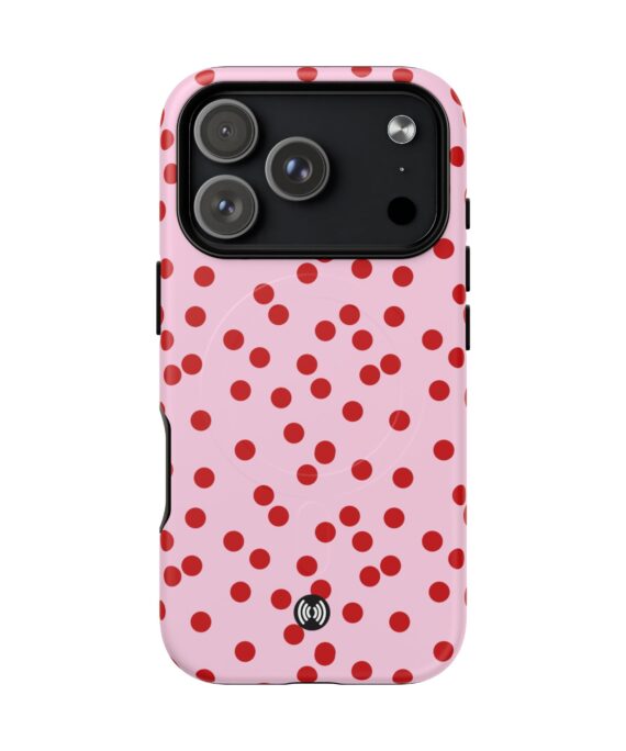 Pink Red Polka Dot Tough Magnetic Phone Case — Slim Protective Magnetic Cover