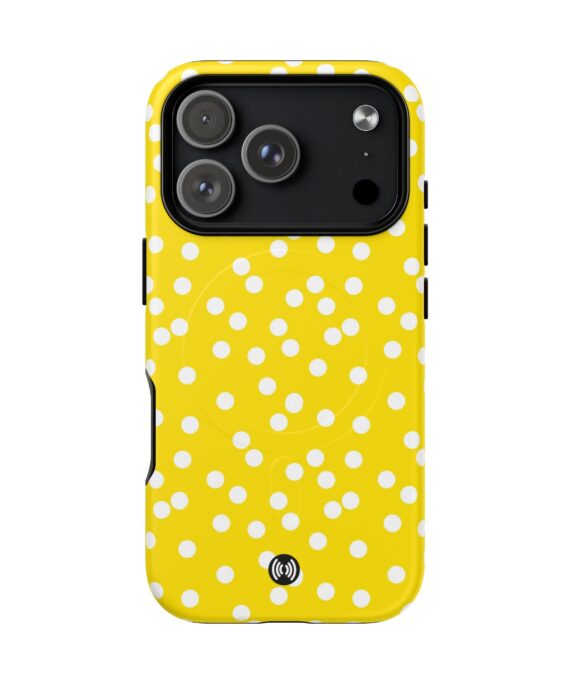 Yellow Polka Dot Tough Magnetic Phone Case — Durable Magnetic Snap-On Protective Cover