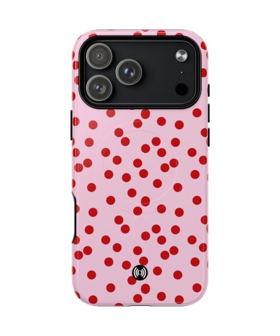 Pink and red polka dot cute phone case for iPhone