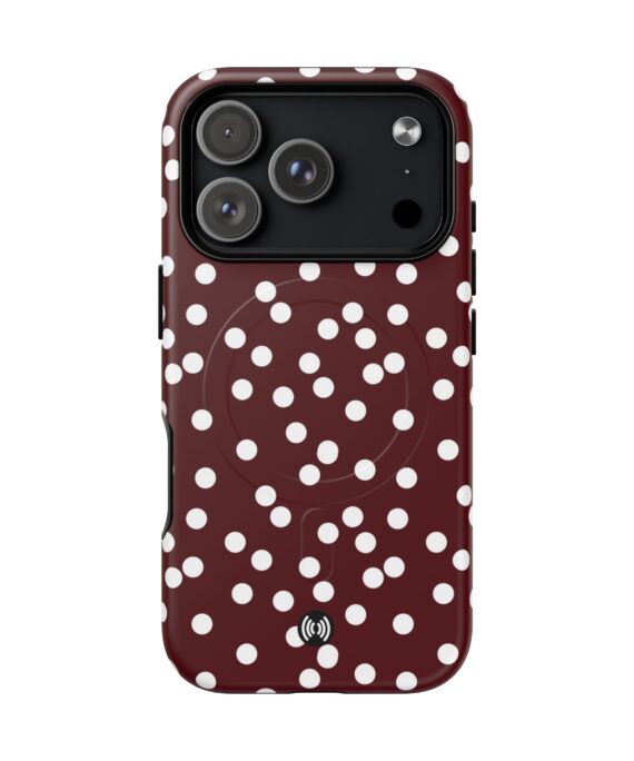 Maroon Polka Dot Magnetic Phone Case — Tough Protective MagSafe Compatible