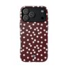 Merlot Dot MagSafe® Phone Case with white polka dots on a burgundy background