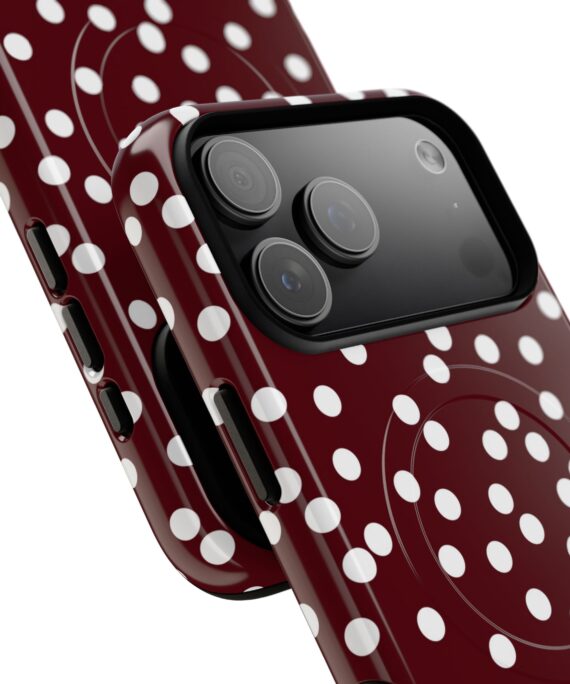 Maroon polka dot MagSafe phone case by CellFinds