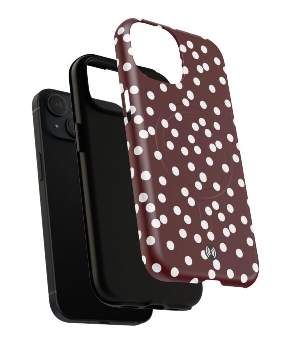 Maroon polka dot MagSafe phone case by CellFinds